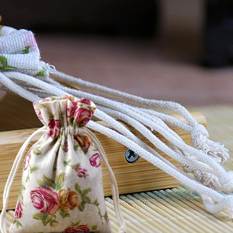 Aulufft 50 pcs Rose Drawstring Bags, 3.9"x5.5" Burlap Rose Flower Pouch Bags Linen Gift Jewelry Pouches for Wedding Birthday Party Jewelry Pouch - Image 3
